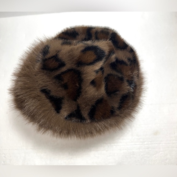 Leopard Print Faux Fur Hat Versatile - Picture 4 of 11